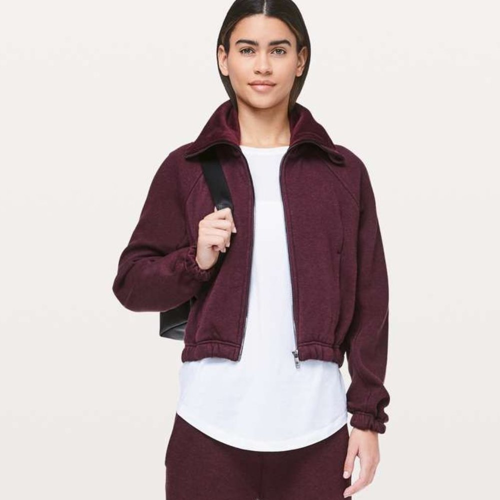 Women's Lululemon Cropped Full-Zip Plush Times Fleece Jacket
